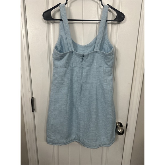 Abercrombie & Fitch Women's Light Blue Tweed Mini Dress Adjustable Straps Size S - Picture 5 of 8